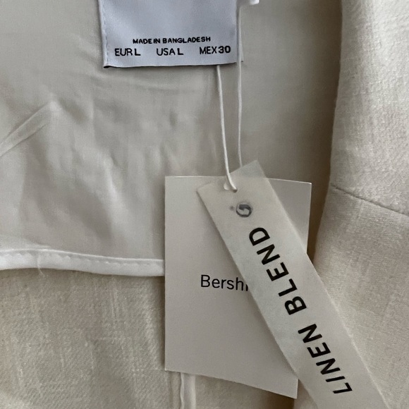 Bershka Linen Blend Off-White Blazer Size Large - Picture 4 of 9